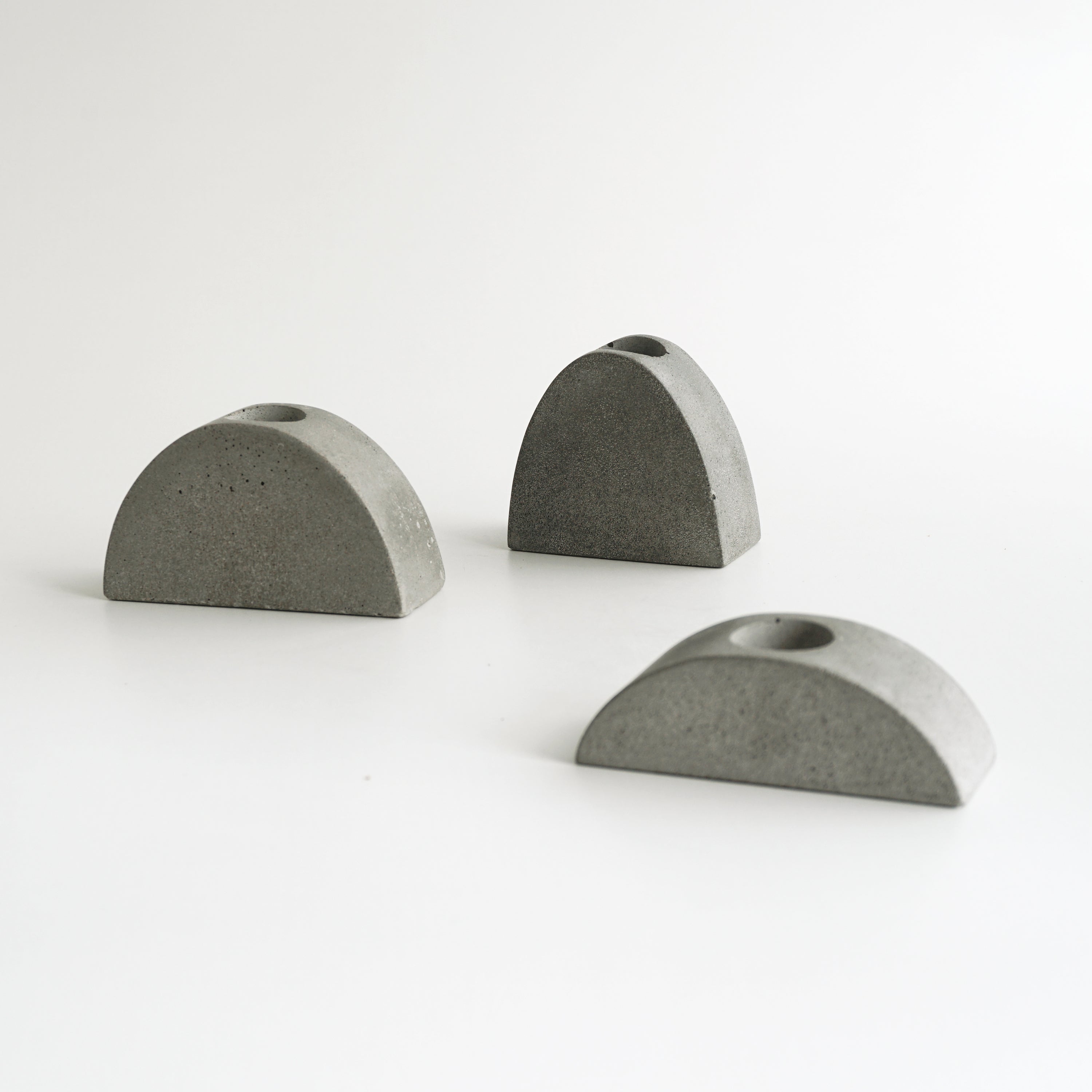 Half-Moon Cement Candlestick Holders - Safran Everyday