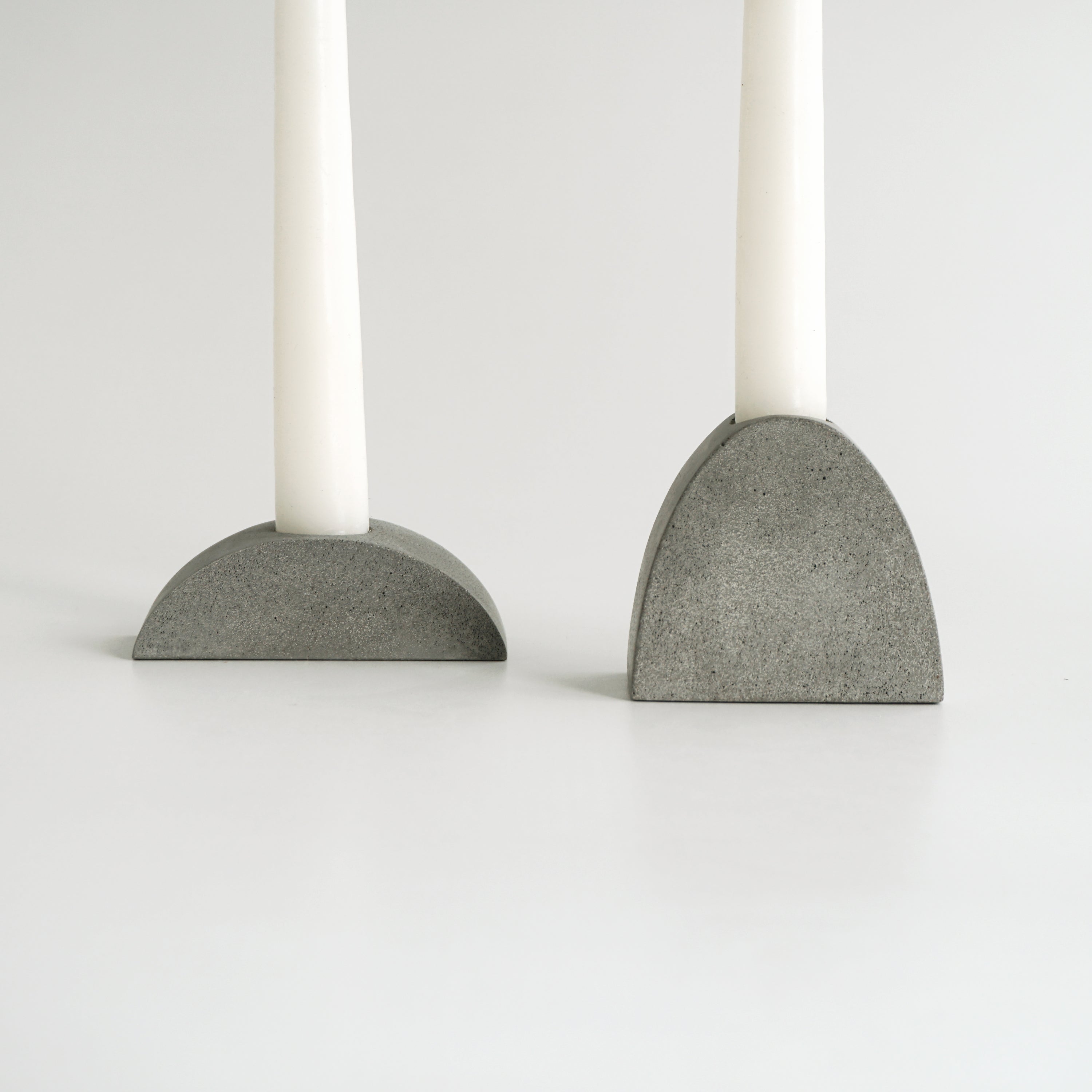Half-Moon Cement Candlestick Holders - Safran Everyday