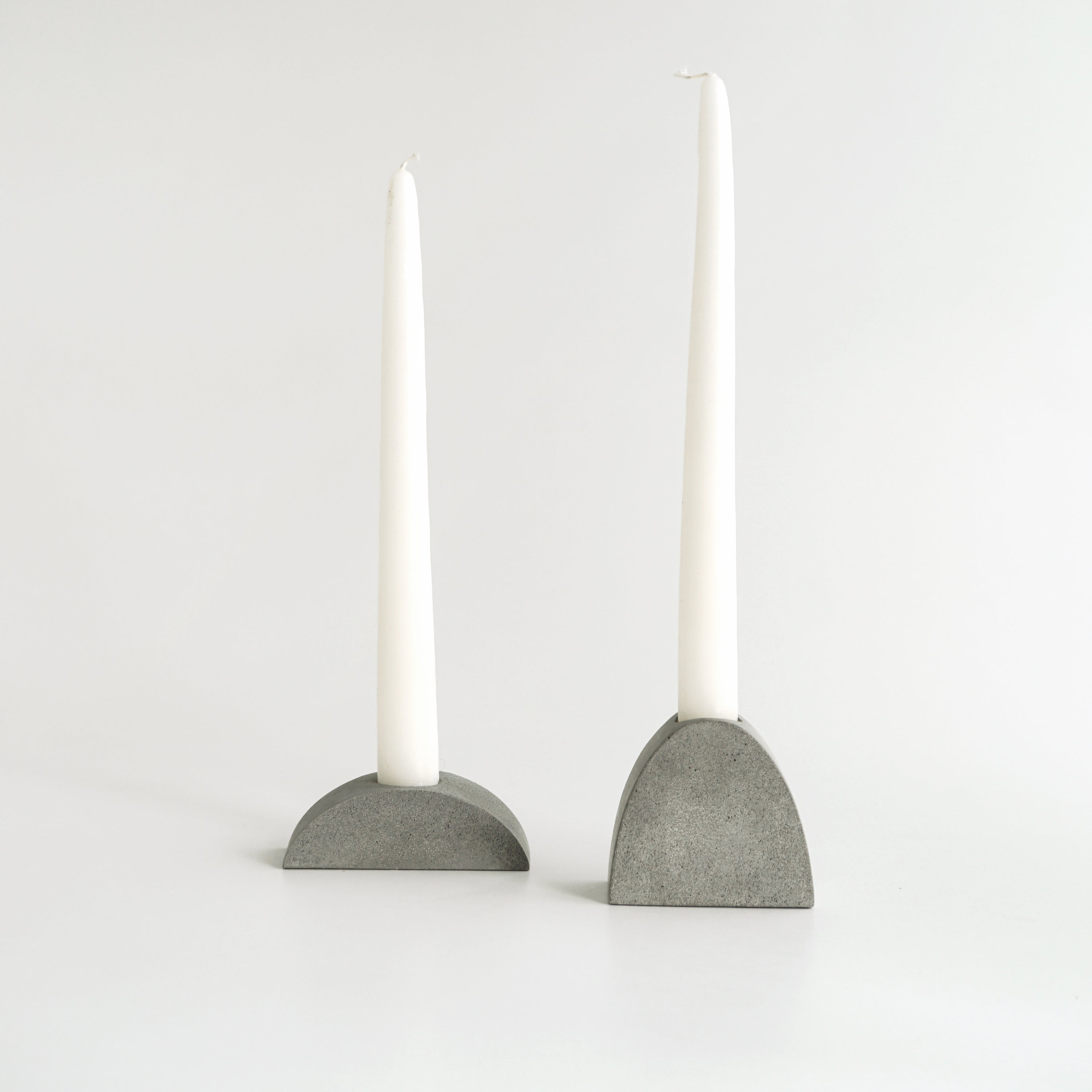 Half-Moon Cement Candlestick Holders - Safran Everyday