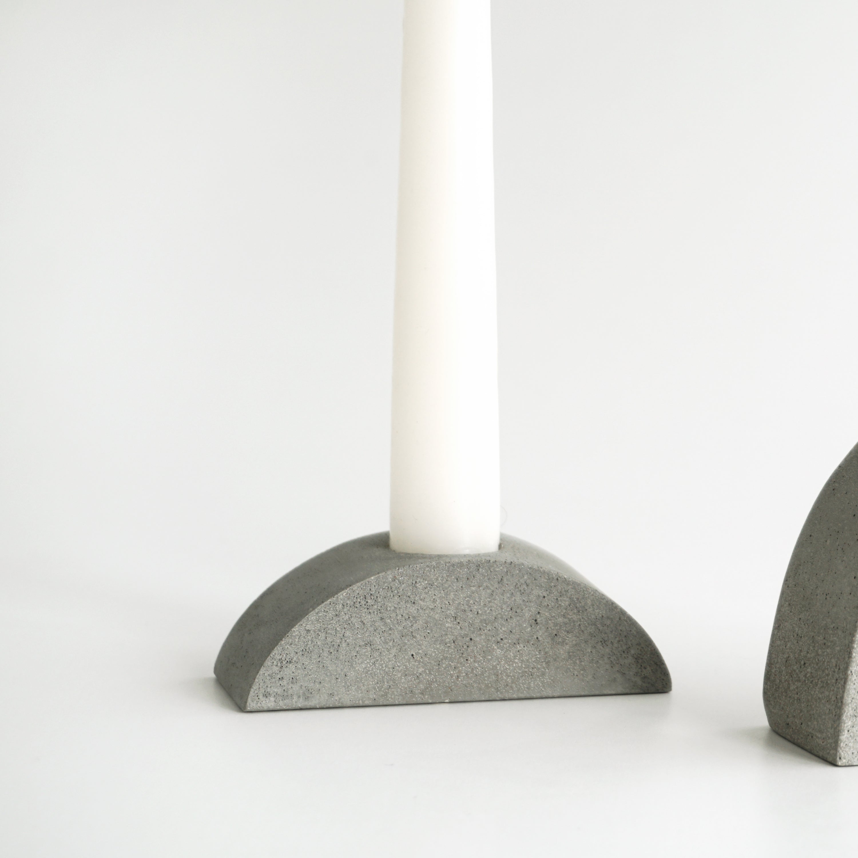 Half-Moon Cement Candlestick Holders - Safran Everyday